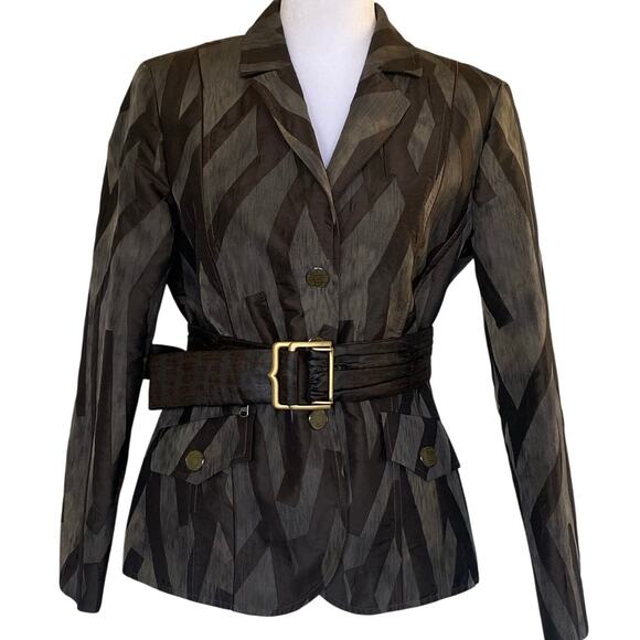 Basler Jackets & Blazers - Basler Blazer with Wide Belt in Brown Artistic Pattern Size 6 US